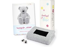kullaloo Ensemble de tissu / coffret cadeau à coudre avec instructions de couture imprimées (français non garanti), peluche et yeux de sécurité, emballé dans une jolie boîte cadeau licorne (gris).