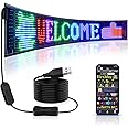 Qnoavve Scrolling Huge Bright Advertising LED Sign, 26.8"x4.7" Flexible USB 5V LED Store Sign Bluetooth App Control Custom Text Pattern Animation Programmable LED Display for Car Bar Party Festival