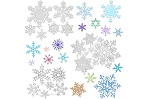 OOTSR 16 Pièces Matrices de Découpe en Métal Flocon de Neige, Pochoirs Cutting Dies de Noël Hiver, Modèle de Poinçonnage Embossage pour Scrapbooking Papier Craft Bricolage Décoration