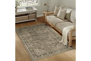 HUGEAR Vintage Dywany do Salonu 80x150cm Brązowy Sypialni Antypoślizgowy Zmywalne Krótkim Włosiem Duże Dywanowa Biura Jadalni Pokoju Pralni Dziecięcego Dywan