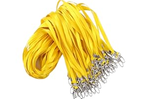 ROSSHINE 50pcs Yellow Lanyards for Neck, Nylon Neck Strap Lanyard for Keys ID Cards Name Tags Badge Holders with Swivel Hook Ideal for Staff Student Doctors Visitors