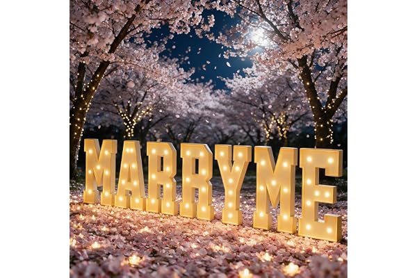 Yokqexz Romantisk LED Skylt "Marry Me", Bakgrund & Borddekoration