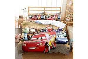 LKFFHAVD, set di biancheria da letto per ragazzi e bambini, a tema Cars, copripiumino con anime, in microfibra, 3D, con cerniera e federa (140 x 210 cm, 20)
