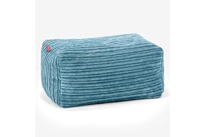 Lounge Pug - CORD - Bean Bag Footstool - Small - Aegean Blue - (Size 20cm H x 35cm D x 45cm Wide)