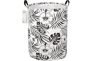 FANKANG Grand panier à linge, bac de rangement pour jouets, chambre d'enfant, bureau, chambre, en lin, pliable, revêtement en polyéthylène étanche (feuille de bananier noire)