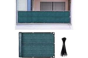 Vocray 0,9x3M Balkon Sichtschutzzaun Abdeckung, Apartment Geländerschutzstoff,Schattierungsnetzgewebe für Terrasse, Hinterhof Veranda (Grün)