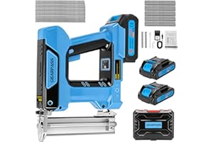 GEARPASS Cordless 18 Gauge Brad Nailer, 2-in-1 21V Nail Gun with 2×2.0Ah Batteries & Charger, Adjustable Depth, Fast Nailing, Includes 1000 Nails for Woodworking, Trim & Home Projects