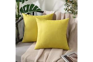 MIULEE Waterproof Outdoor Cushion Covers 20x20 Inches Set of 2 Water Resistant Decorative Throw Pillow Covers Outside for Garden Furniture Patio Couch Sofa Bed Linen Balcony, 50x50cm Yellow
