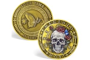 ACGZQY Memento Vivere - Monedas de recuerdo estoico, diseño de calavera