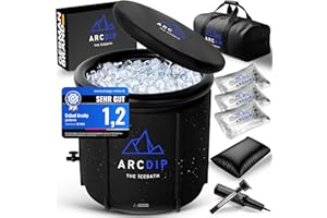 poolomio® Eisbad Premium Eistonne Ø 80cm für Zuhause und Outdoor | 350 L Eisfass Tonne für Eisbaden und Kältetherapie | Set mit Isolierabdeckung, Thermometer und Tragetasche