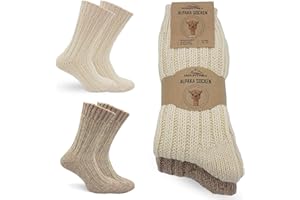 MOUNTREX® Alpaka Socken, Wollsocken für Damen und Herren - Wintersocken, Warme Haussocken, Thermosocken - Dick - 2 Paar