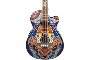 Lindo Sahara Electro Acoustic Bass Guitar (Short Scale 30") | Abalone Sea Shell and Maple Wood Nautical Star 12th Fret Inlay | Graphic Art Finish | Composite Neck | Designed in UK