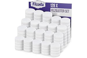 Filzada® 128x Filtglidare Självhäftande Ø 20 mm Vit - Möbelglidare Filt