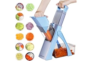 VEGGURU Cortafiambres Mandolina, Corta Verduras Ajustable, Corta Cebollas, Corta Patatas, Corta Tomates, Corta Frutas Multifuncional Kithcen