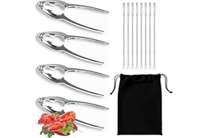 volila Cascador de Almendras y Pinzas para Marisco - Paquete de 4 Abre Almendras y 8 Pinzas para Extraer Fácilmente el Pescado - Producto Multiusos, Ideal para Nueces y Mariscos como Langostas