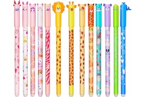 HTGWCG Lot de stylos gel effaçables avec encre thermosensible, gamme de couleurs d’encre, forme conique, pointe de 0,7 mm, en forme d’animaux (D)