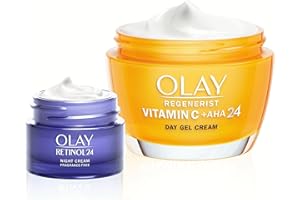 Olay Set Giorno E Notte Con: Vitamin C + AHA24 Crema Gel Giorno Per Il Viso, 50ml E Retinol24 Crema Notte Idratante Per Il Viso, 15ml, Idrata All’Istante Per 24 Ore