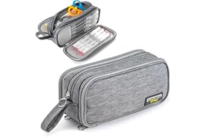 WT Wisdom Together Federmäppchen, Mäppchen Federmappe mit Grossem Fassungsvermögen, Große Kapazität Federmäppchen Mäppchen Reißverschluss für Schule & Büro Federtaschen Teenager, Grau