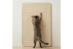 Klösmatta för katter i sisal, 60 x 40 cm, sisalmatta med kardborreband, självhäftande möbelskydd katt för soffa och vägg, (Be