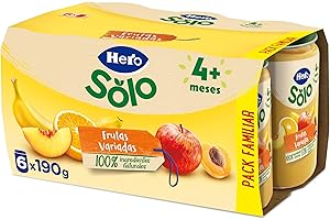 Hero Baby - Tarritos de Frutas Variadas, Sin Almidón, Sin Azúcares Añadidos, 100% Ingredientes Naturales, para Bebés a Partir de los 4 Meses, Pack de 6x190g
