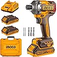 INGCO 20V Brushless Impact Driver 285NM, Variable Speed Control 0-2600RPM, 0-2900BPM with LED Work Light, 2Pcs 2.0Ah Battery and 1Pcs Charger, Packed by Carrying Case CIRLI2028