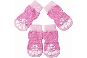 Akopawon - 4 Piezas Calcetines Antideslizantes para Perros y Gatos - Protectores para Patas para Uso en Interior y Control de Tracción con Refuerzo de Goma, Talla S a 3XL para Animales de 1 a 22,5 kg