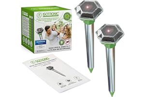 ISOTRONIC® Solar Ahuyentador de Topos, Efectivas Vibraciones por ultrasonido contra ratón, Rata, Hormiga, topillo, Serpiente - Repelente de Alta frecuencia para Exteriores - Paquete de 2 Piezas