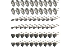 NIUPIKA Lot de 60 outils rotatifs Cnmade en acier à tige de 3 mm pour meule Dremel Die Grinder avec brosses de nettoyage, brosses rondes et kit de polissage