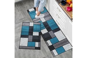 Fecialy Set di 2 pezzi di tappeti da cucina antiscivolo, tappetini e tappeti moderni lavabili per il corridoio, tappeti durevoli per cucina, corridoio e soggiorno, 40x60+40x120CM