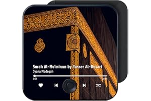 JYANA MODEQAH Quran Magnet Speaker for Fridge - Preloaded Surah Player with Islamic Recitations, Portable Magnetic, USB-C Rechargeable, Touch Control, Ramadan & Eid Gifts, Islamic Gifts(Surah Al-Mu'minun)