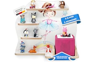 stadtecken étagère en Bois I Convient pour la Toniebox et Tonies I Rangement Parfait pour Tonie dans la Chambre des Enfants I À Monter ou à Suspendre (Ballerine, avec Fond étroit)