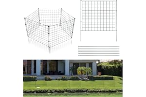 Joparri Clôture d'étang, 11 pièces Set Clôture grillagée en métal, Clôture d'étang à emboîter Clôture métallique - 5 éléments de clôture 6 tiges de fixation (droit)