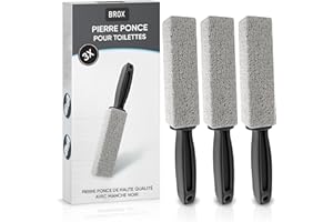 BROX® Pierre Ponce WC 3 Pièces – Nettoyeur de Toilette contre le Tartre & Calcaire – Pumice Stone Toilet – Pierre de Nettoyage Efficace – Détartrant avec Poignée Noire