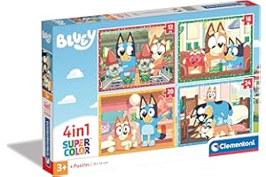 Clementoni Supercolor Puzzle 4 In 1 Bluey, 12+16+20+24 Elementów, Puzzle Dla Dzieci 3 Lat, Wysokiej Jakości Nadruku, Made In Italy - 21530