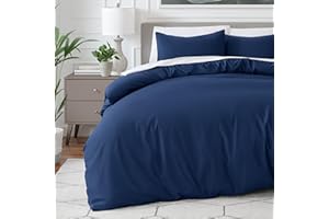 Bare Home Duvet Cover Set Double Size - Premium 1800 Ultra-Soft Duvet Cover Set - Lightweight - Cooling Duvet Cover - Bed Duvet Cover with 2 Pillowcases (Double, Dark Blue)