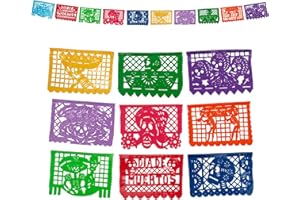 FANMEX - Fantastik - Auténtico Papel picado Mexicano - Modelo Calaveras 4 Metros - Decoración día de Muertos (Plástico)