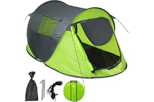 tectake® Tente de Camping instantanée 2 Personnes avec Housse de Transport, Sardines, Cordes et Moustiquaire - Tente Pop up Randonnée Bivouac Camping Trekking - 1,5 Kg - Divers Coloris Disponibles