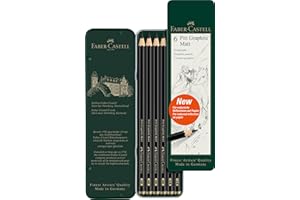 Faber-Castell 115207 - Estuche de Metal con 6 Lápices Pitt Graphite Matt - 2B, 4B, 6B, 8B, 10B, 12B