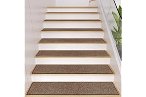 GOYLSER Stufenmatten | Anti-Rutsch Treppenstufen Matten | Treppenteppich mit kuschlig weichem Flor | Selbstklebend/Maschinenwaschbar Treppenschoner 76cmx20cm 15 stück Kaffee