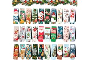 tao pipe 30 Stück Magnetische Weihnachts Lesezeichen, Weihnachtsmagnet Seitenclips, Santa Schneemann Seitenmarkierungen, Weihnachtsgeschenk für Kinder, Studenten, Lehrer