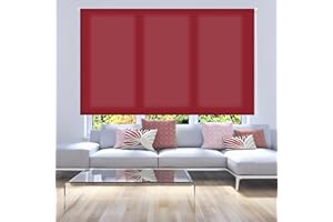 ECOMMERC3 | Estor Enrollable Translúcido Liso 100x250 Ancho x Alto - Estor Enrollable Medida Tela 97x245 - Estor Fácil Instalación a Pared o Techo - Estor Rojo Burdeos