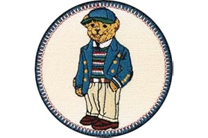 EXPRESS-STICKEREI Naszywka z misiem / naprasowanka, słodki miś miś do przyszycia/naprasowywania | dziecięce naklejki jeansowe łatki dla dzieci | prezent na rozpoczęcie szkoły | 75 x 75 mm