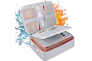 DOCSAFE Fireproof Document Box 36x27x10cm 3-Layer Document Safe Bag File Storage Box with Lock Waterproof Ziper Portable Organizer Bag for Important Document Certificates,Passport,Cards,Office,Home,Travel