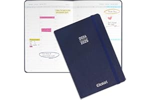 ELAKIRI Kalender 2025 Buchkalender A5 1 Woche 2 Seiten,Terminplaner 2025 (Oct.2024-Dez.2025) mit 100 g/m² Papier,Planer 2024/2025 mit PU-Leder Hardcover Für Schulplaner,Terminkalender (TJ-Blau)