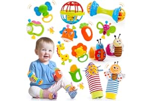 Tsokize Baby Spielzeug 0 3 6 9 Monate, 14 Pcs Rasseln Beißring Set Baby Spielzeug ab 0 3 6 9 Monate Baby Geschenk Junge Mädchen Montessori Spielzeug ab 0-12 Monate Neugeborenen Geschenk Geburt Baby