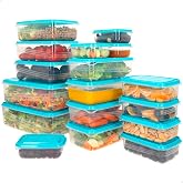 AKTIVE 16557 Max Home Pack of 17 Plastic Containers, 0.2L to 2.5L Capacity, BPA-Free Plastic, Stackable Design, Microwave, Fr