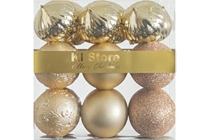 Busybee weihnachtskugeln 18 Stücke 8CM Ornamente für Weihnachtsbaum Champagner Christbaumkugeln Plastik kuntstsoff Weihnachtsdekoration Kugeln