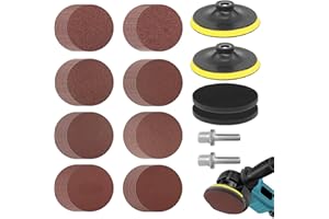 BEASAFY 80 Stück Schleifscheiben Set mit 2 M14 Schleiftellers 2 Schaft und 2 Puffer Pads, Schleifpapier 125mm Klett Körnung 40/60/ 80/120/ 180/240/ 320/600 für Winkelschleifer