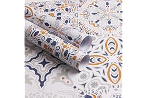 Timeet 44cmx5m Sticky Back Plastic Paper Bohemian Pattern Self Adhesive Wallpaper Waterproof Vinyl Film Roll for Kitchen Cupboards Backsplash Upgrade ThicknessStick on Wallpaper Glossy Easy to Clean