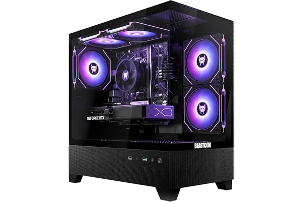 BEASTCOM Q5 | Pro Gaming, PC Gamer, AMD Ryzen 7 5700X 8X 4,60GHz 16 Threads, NVIDIA RTX 5070 12Go, 16Go RAM, 1To NVMe SSD, WiFi 5, Windows 11 Pro